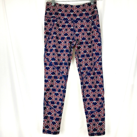 Sweaty Betty Pants - Sweaty Betty The Power Star Leggings Red & Navy Blue Size Small High Waisted